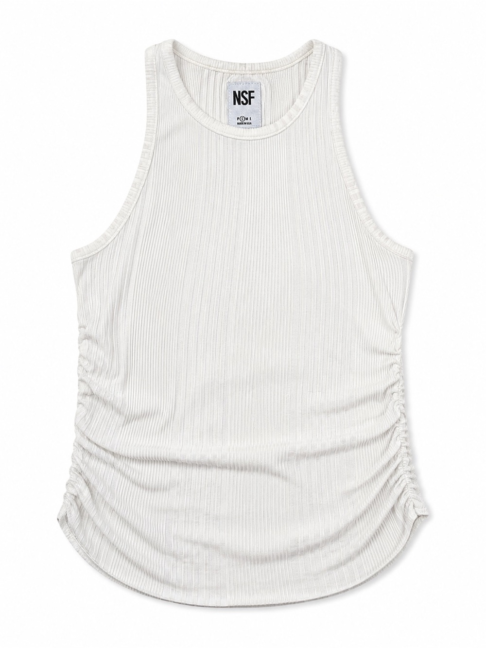 NSF Ribbed Ruched Tank Top Small High Neck Cotton Modal Blend Minimalist Y2K⁠